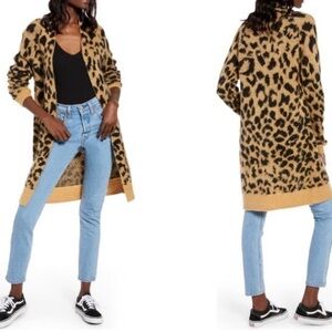 BP. Leopard print long and open cardigan Sz M
